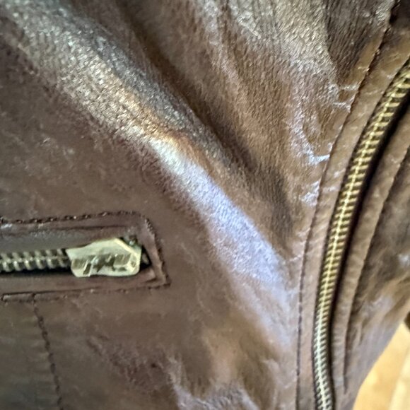 Burgundy Leather Jacket, size small - Picture 3 of 6